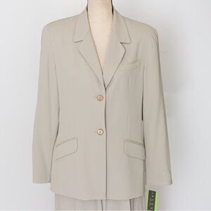 Alex New York neutral sand tan pantsuit tailored high waist monohchomatic 10